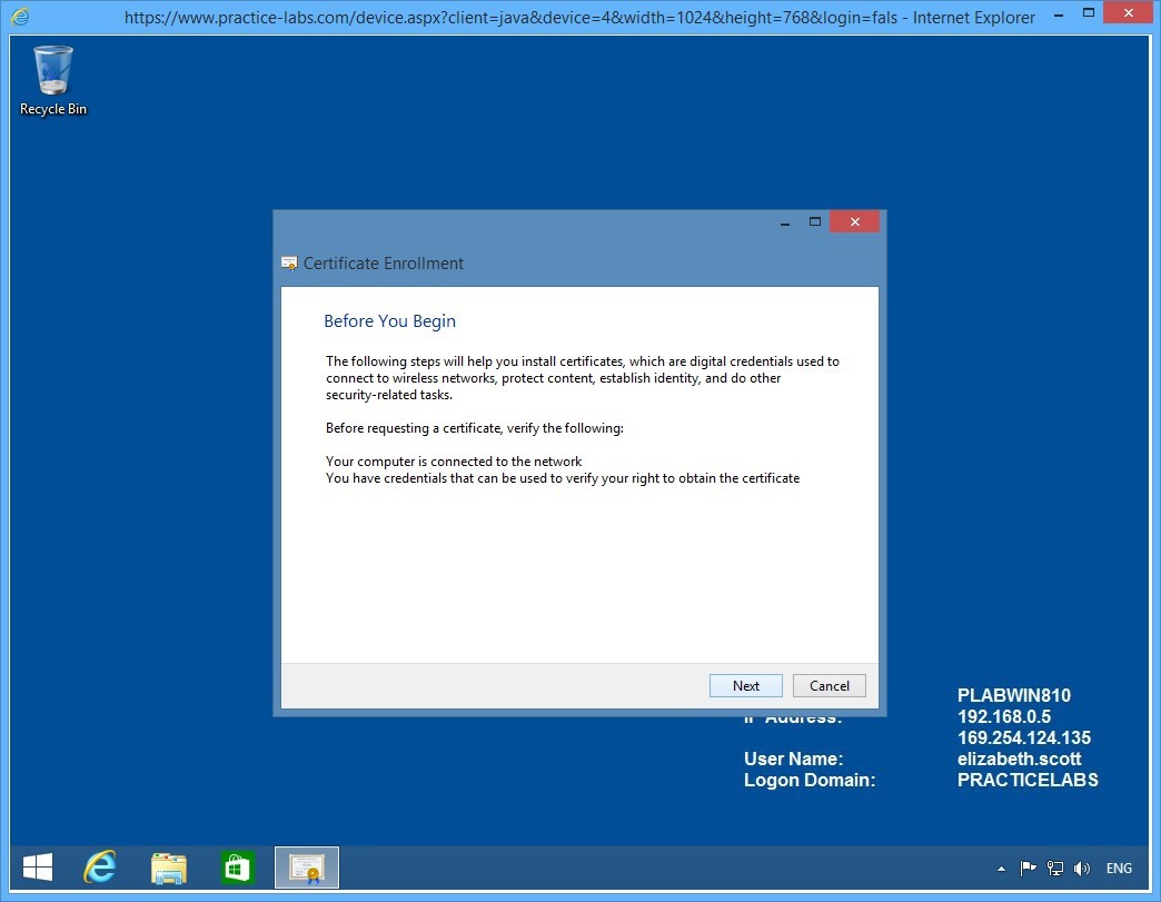 Practice Labs screenshot.